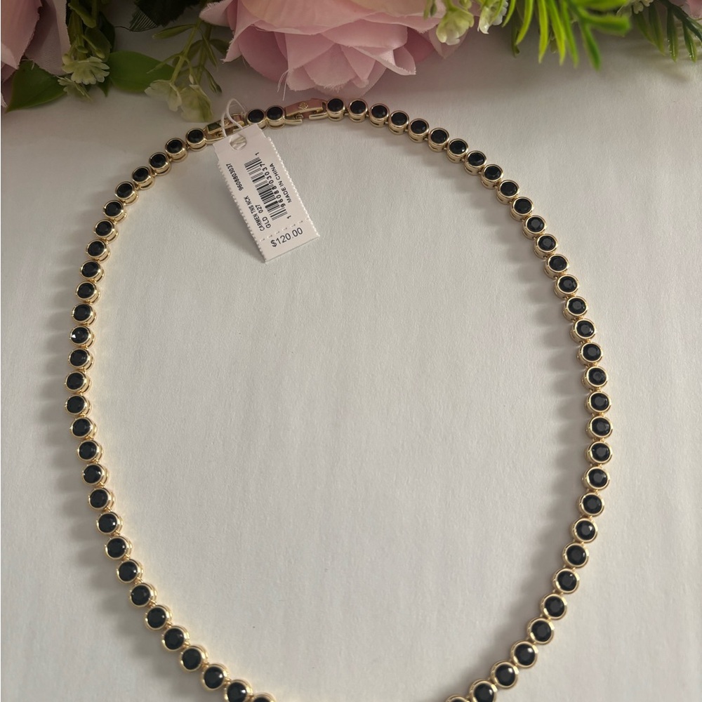 NWT Kendra Scott Carmen Tennis Necklace in Gold black - Picture 4 of 9